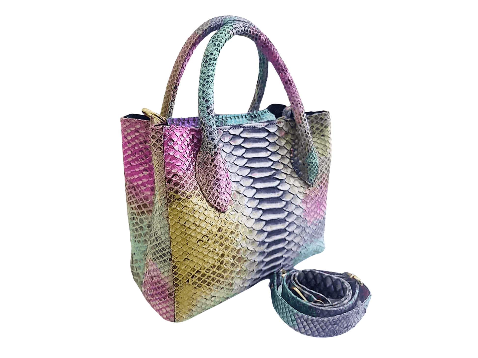 Tote Snakeskin Shoulder Bag Multi Color Three Python Jacket by LFM Fashion