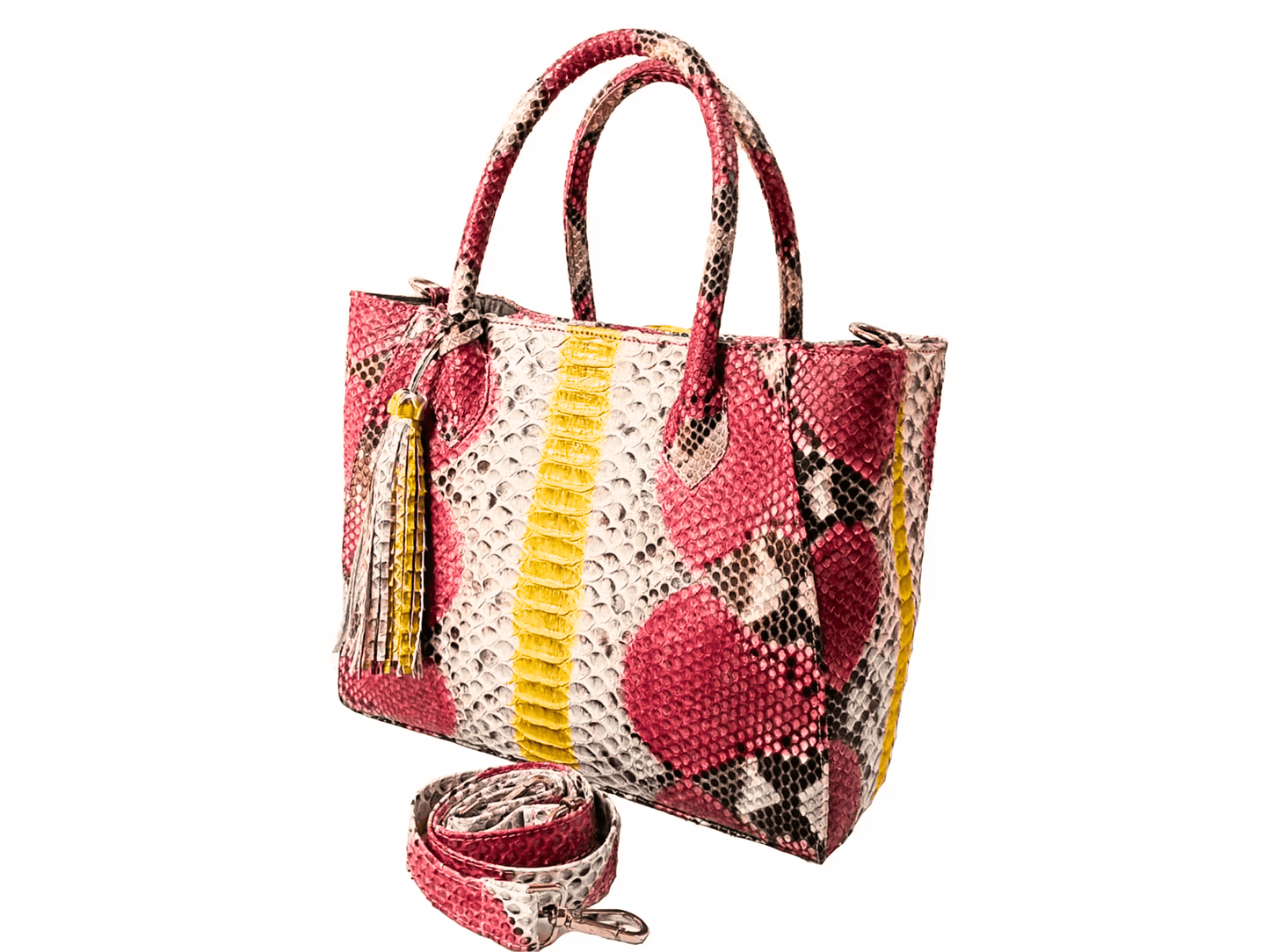 Tote Snakeskin Shoulder Bag Rose Pink Python Jacket by LFM Fashion