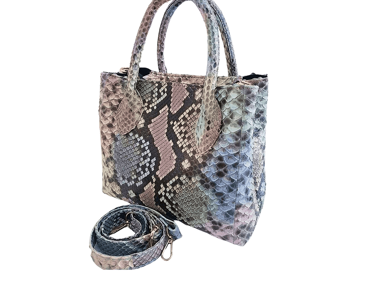 Tote Snakeskin Shoulder Bag Multi Color Two Python Jacket by LFM Fashion