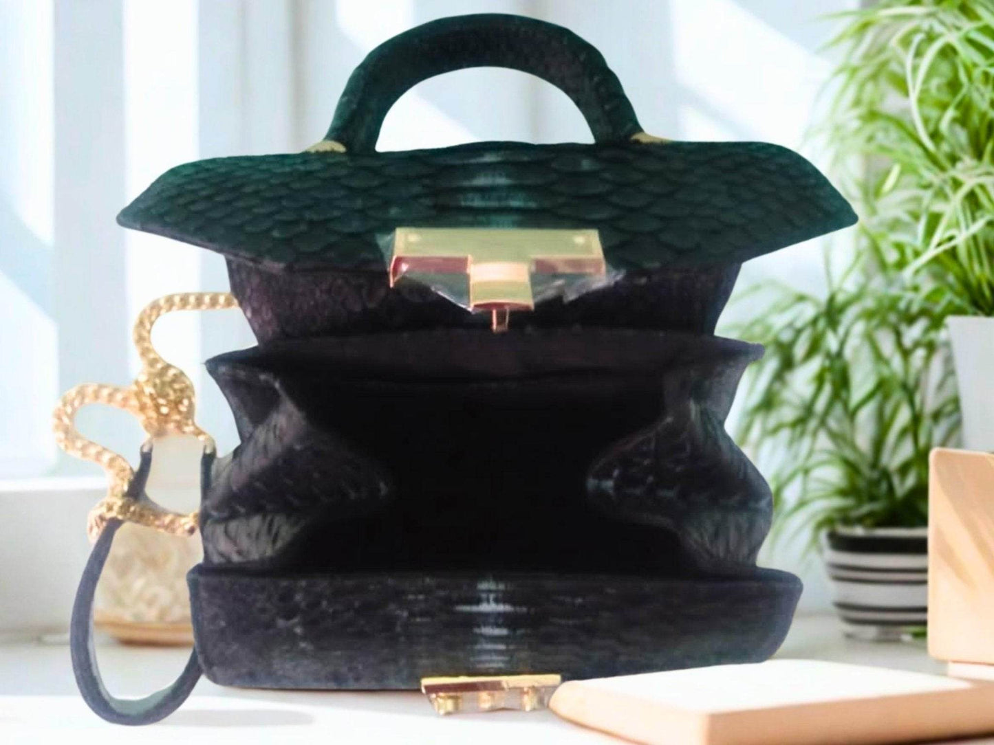 Trendy Python Snakeskin Purse Chain Strap - LFM Fashion