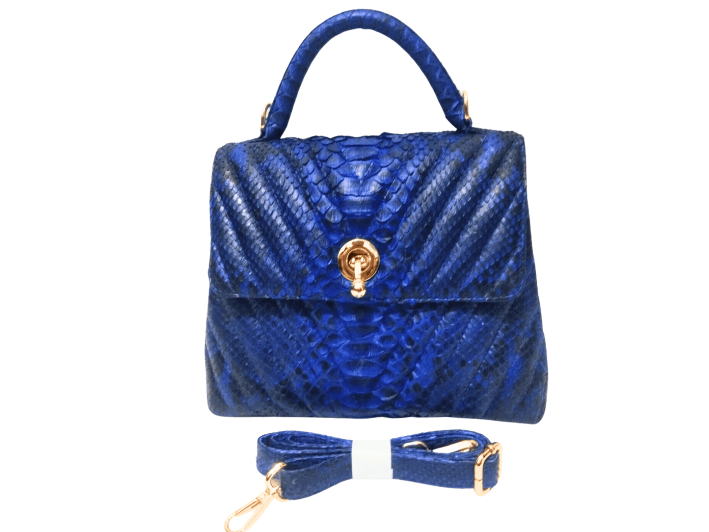 Triangle Quilt Snakeskin Handbag Blue Python Jacket by LFM Fashion