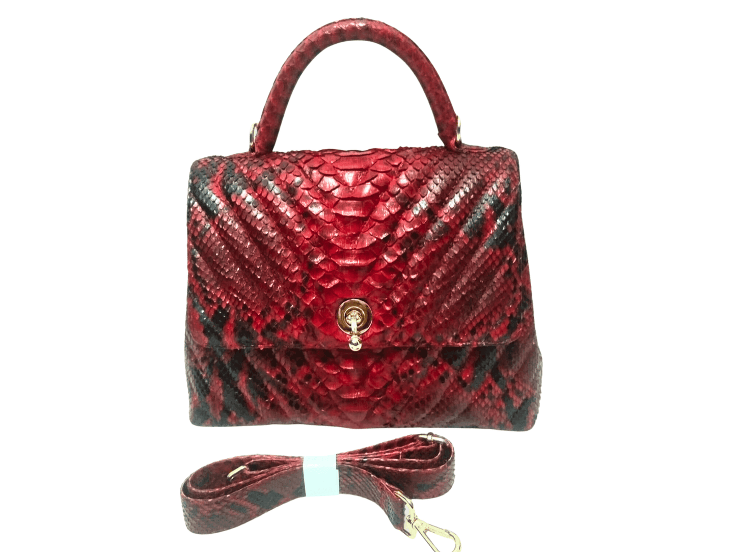 Triangle Quilt Snakeskin Handbag Red Python Jacket by LFM Fashion
