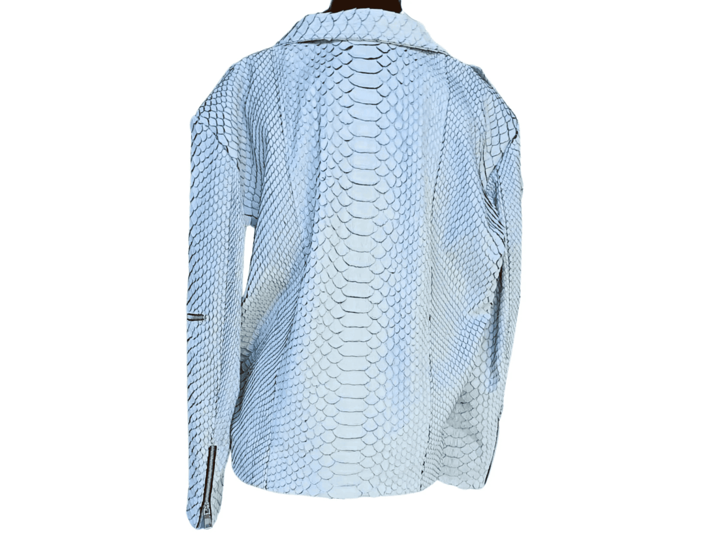 White Dragon Python Snakeskin Motorcycle Leather Jacket - LFM Fashion