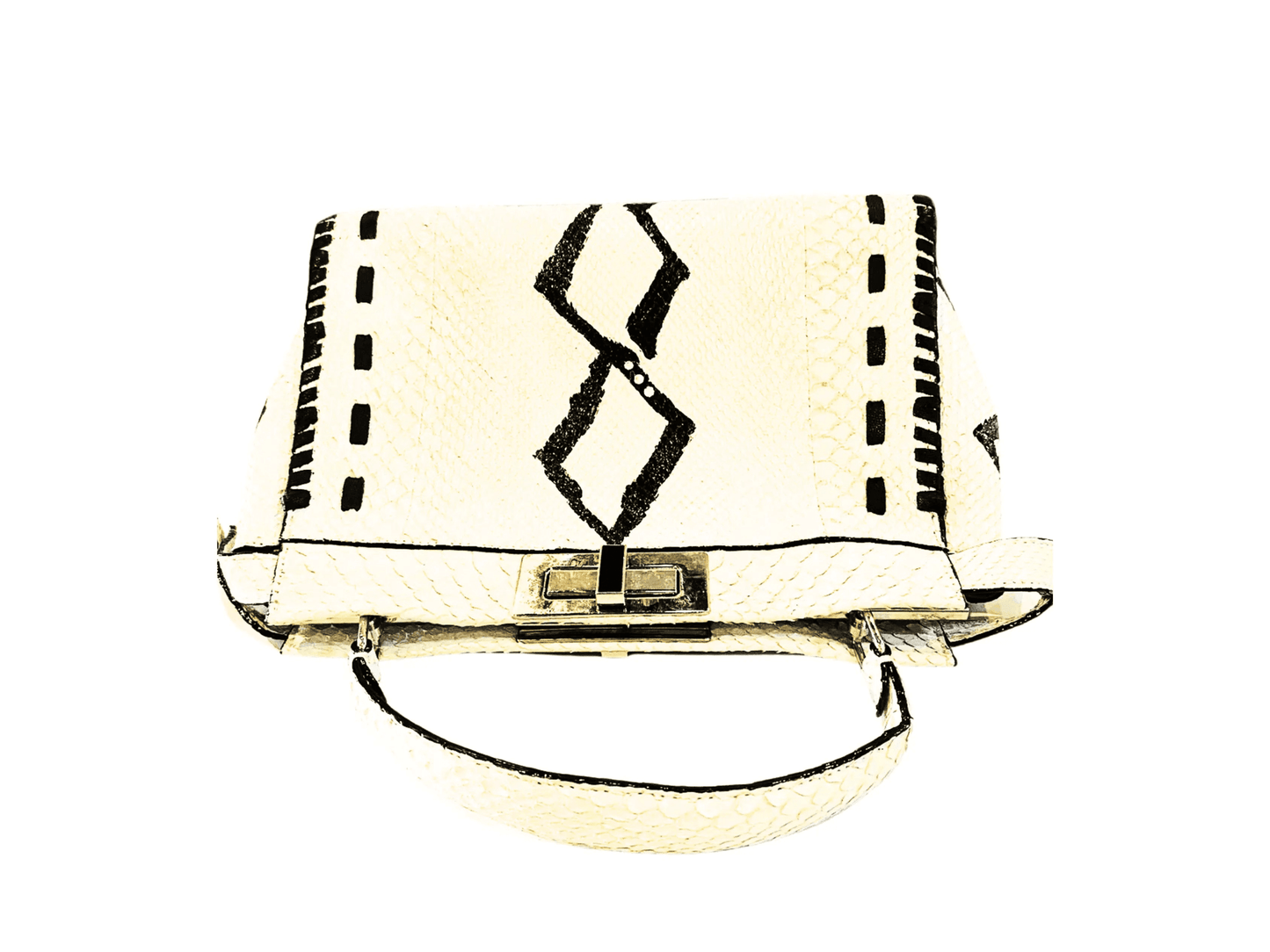White Snakeskin Peekaboo Bag - LFM Fashion