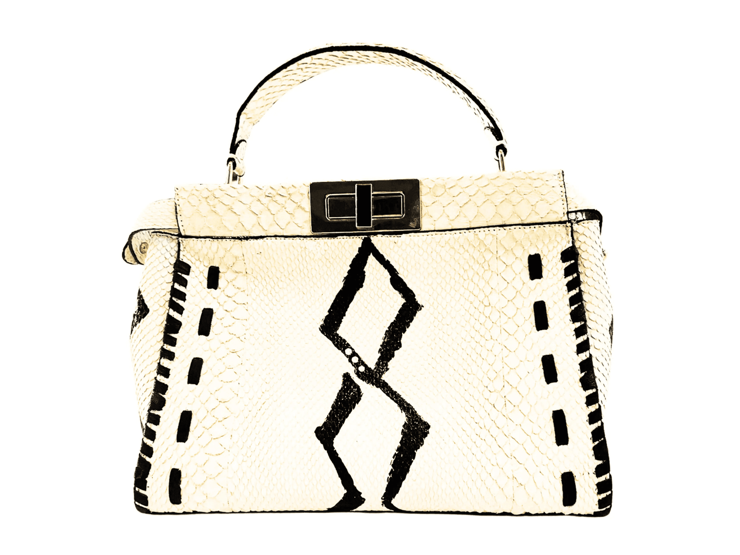 White Snakeskin Peekaboo Bag - LFM Fashion