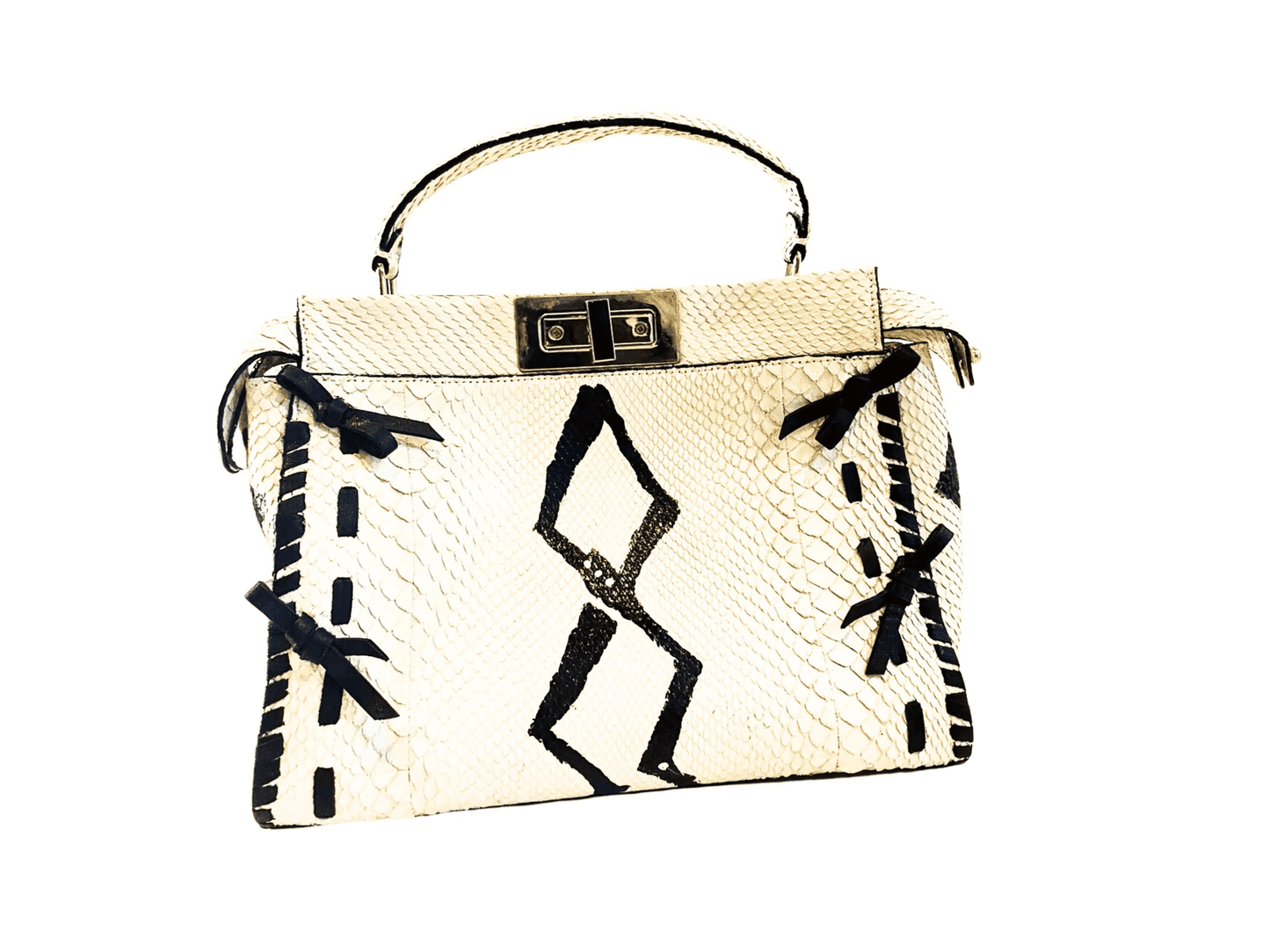 White Snakeskin Peekaboo Bag - LFM Fashion
