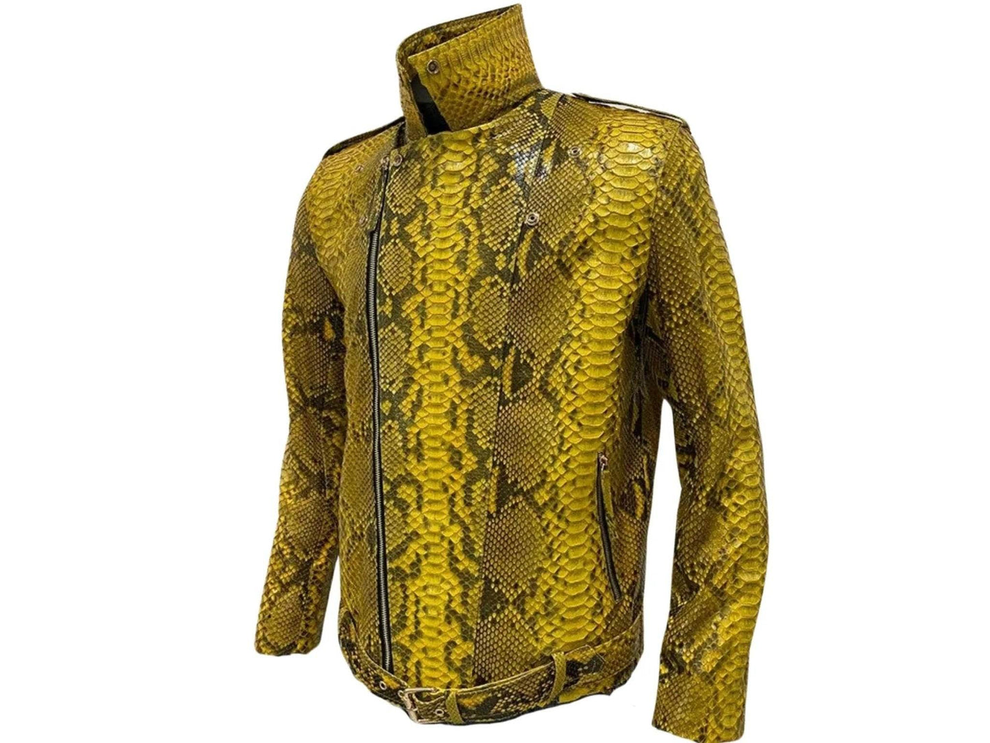 Yellow Snakeskin Leather Jacket - LFM Fashion