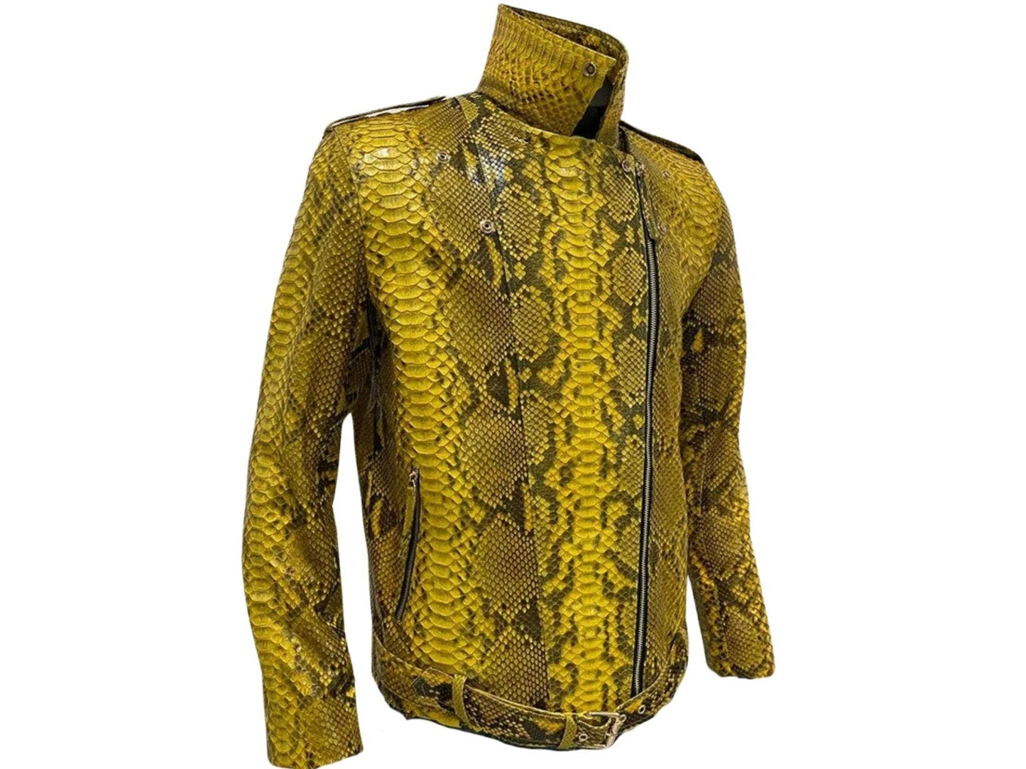 Yellow Snakeskin Leather Jacket - LFM Fashion
