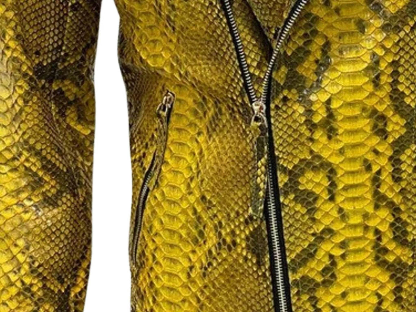Yellow Snakeskin Leather Jacket - LFM Fashion