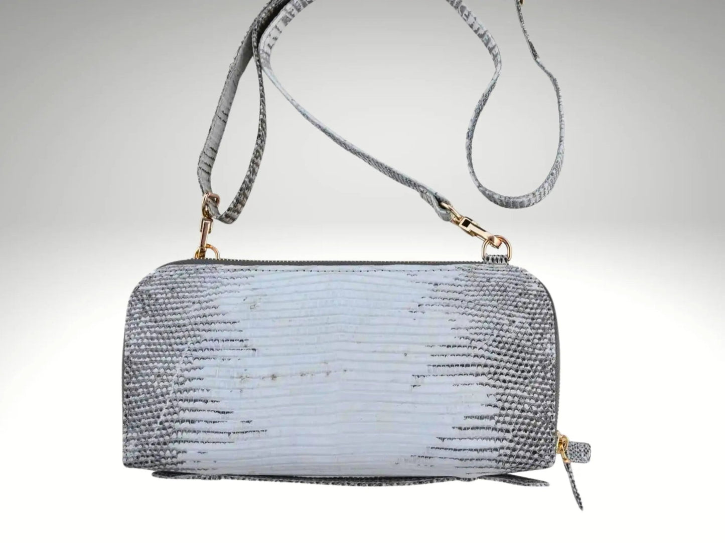 Zip Around Wallet Crossbody Leather Strap - Python Jacket by LFM Fashion