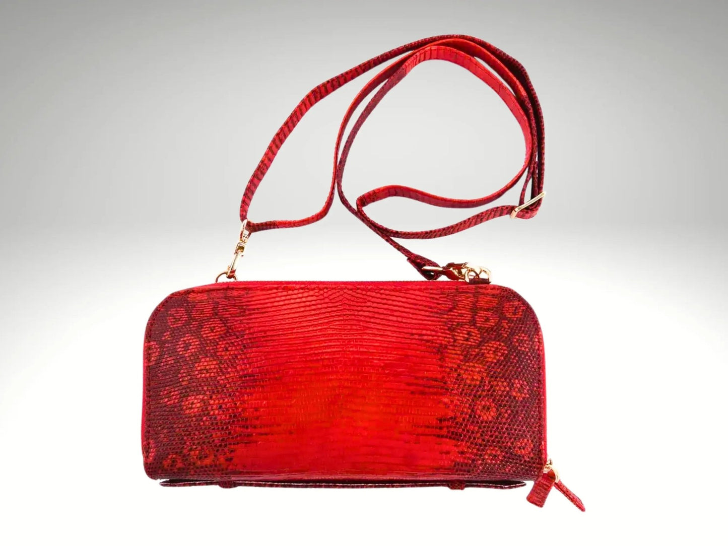Zip Around Wallet Crossbody Leather Strap - Python Jacket by LFM Fashion