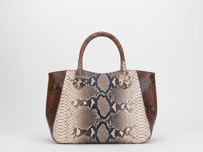 Brown Python Snakeskin Tote Bag
