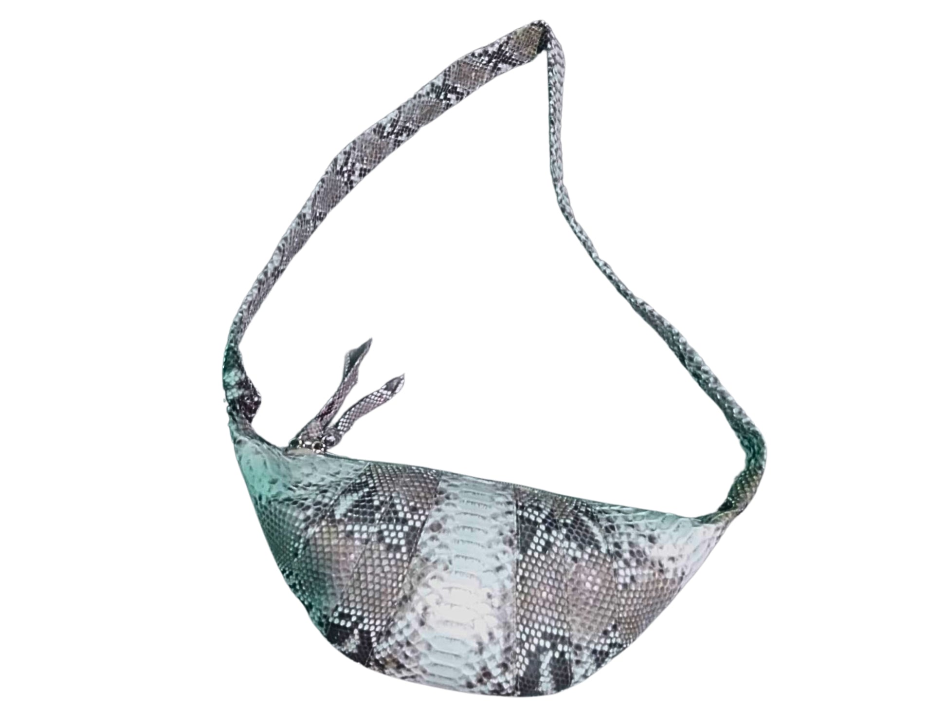 Snakeskin Leather Croissant Bag - 4