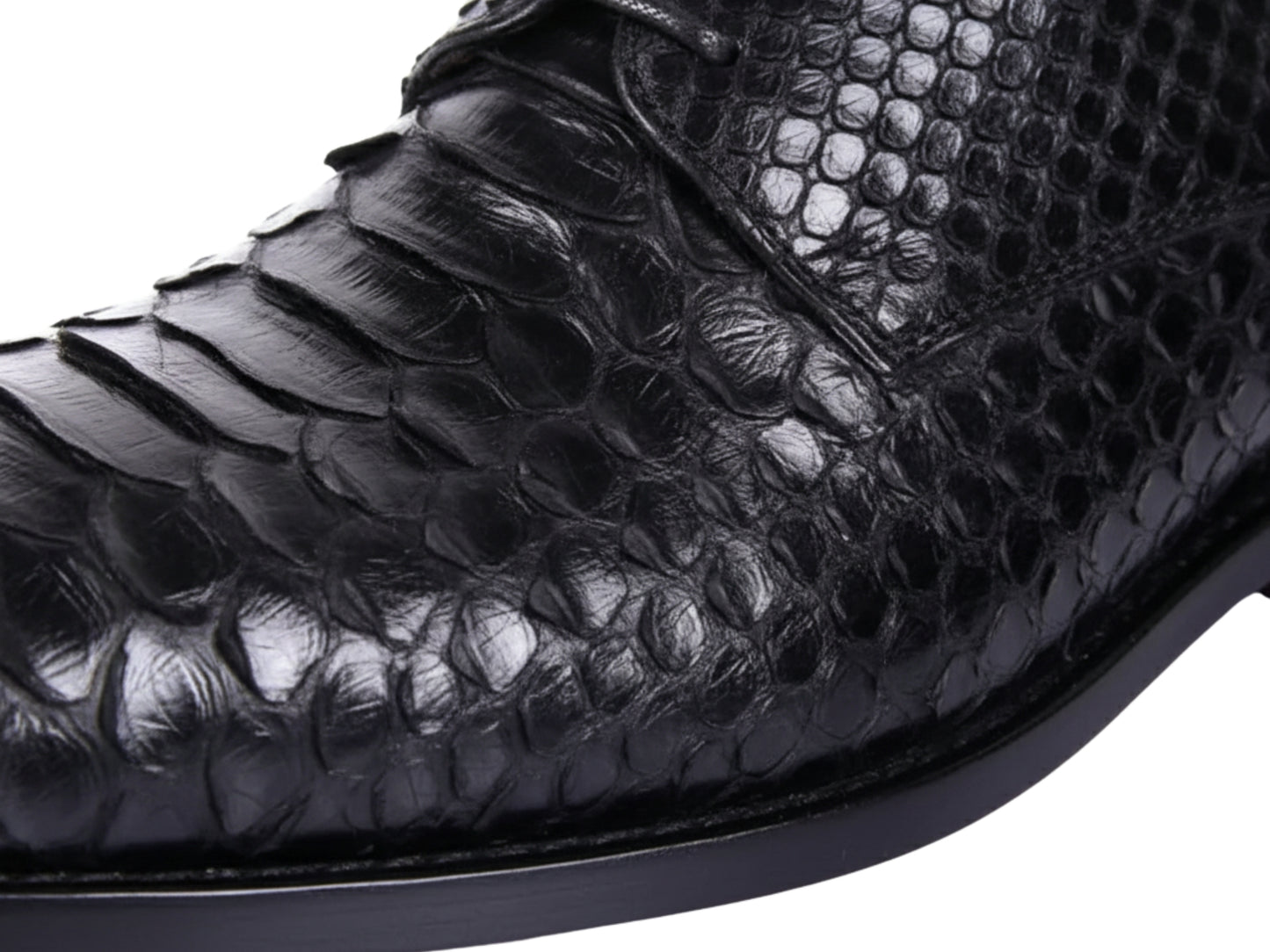 Genuine Black Python Snakeskin Oxford Shoes for Men: Handmade Exotic Leather Dress Shoes