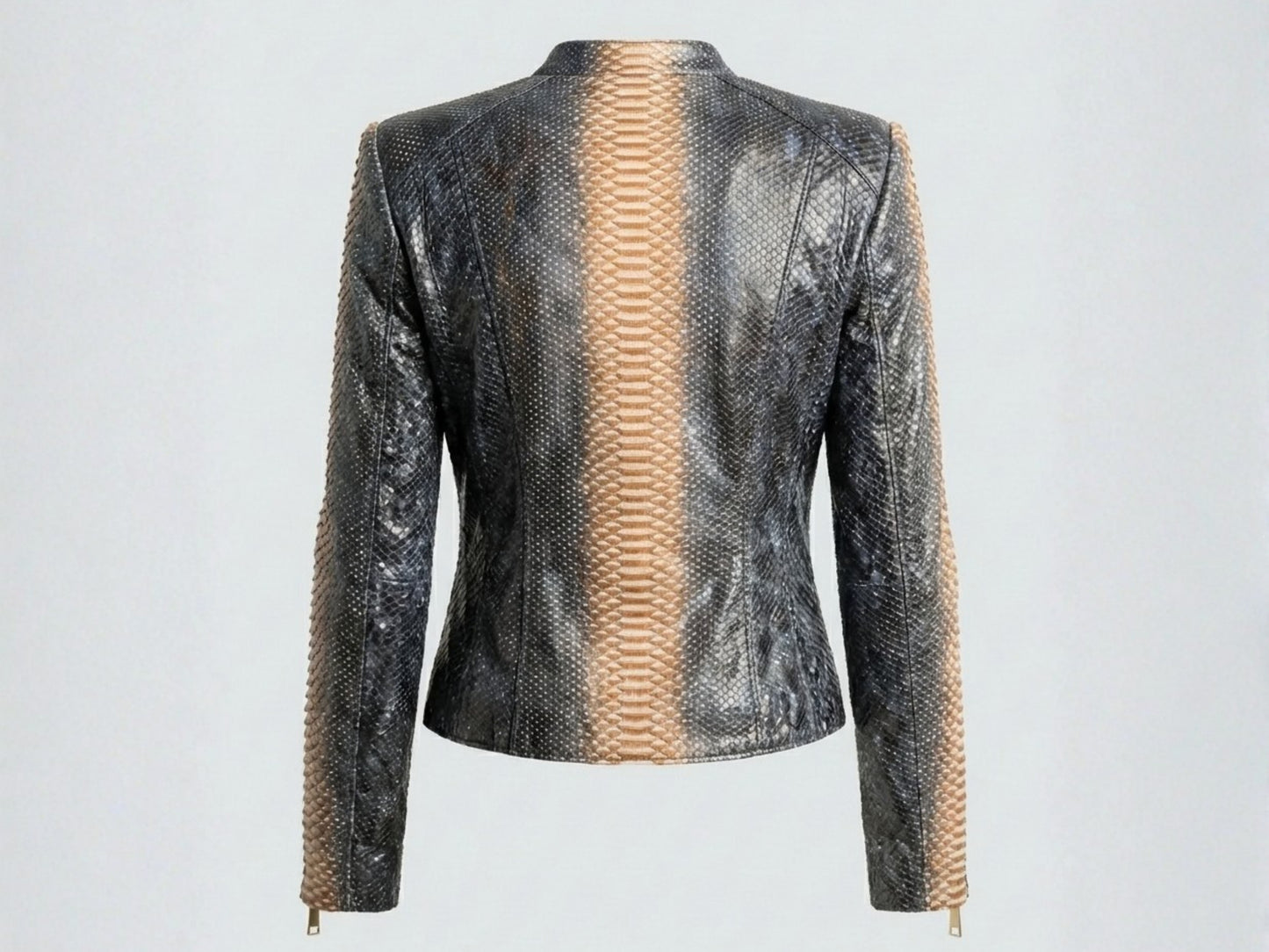 Black Charcoal Python Snakeskin Jacket