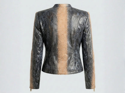Black Charcoal Python Snakeskin Jacket