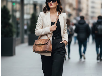 Luxury Genuine Python Snakeskin Top Handle Bag: Exotic Brown, Black, White & Green Leather Purse