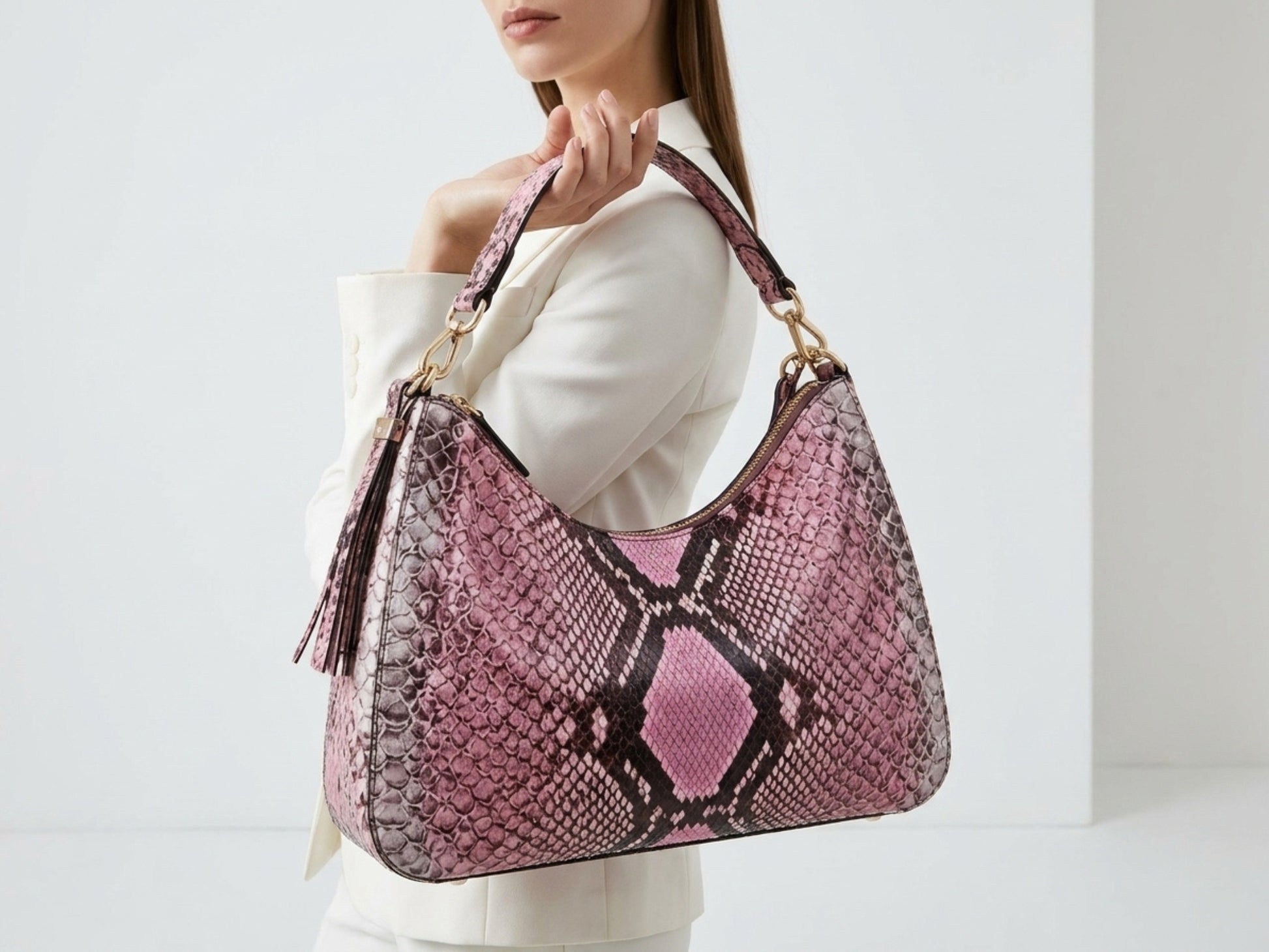 Pink Python Hobo Purse