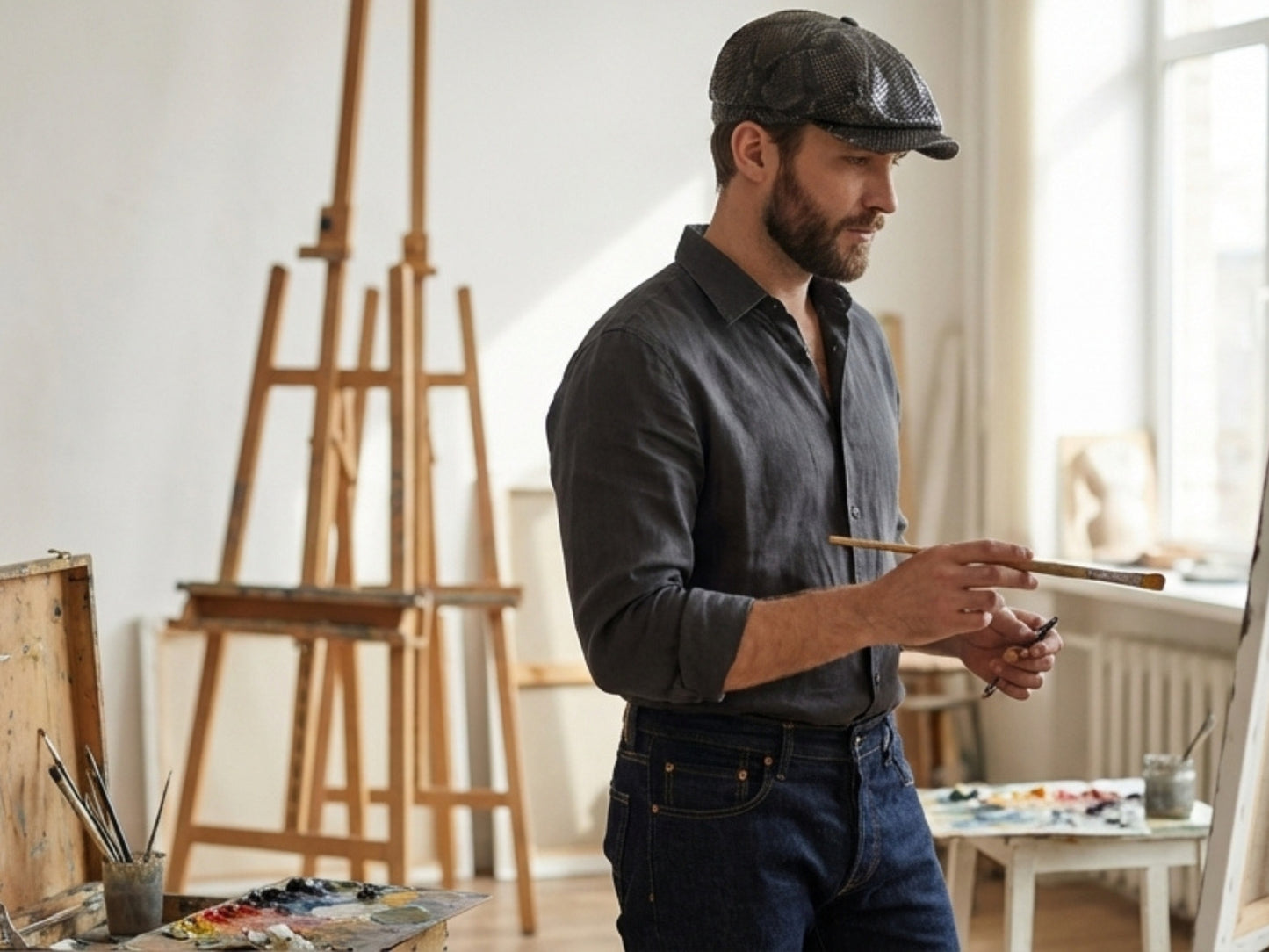 Black Snakeskin Leather Newsboy Caps