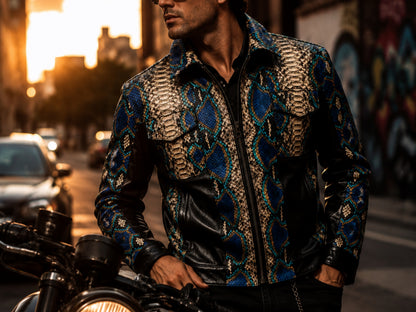 Multi Color Python Snakeskin Jacket
