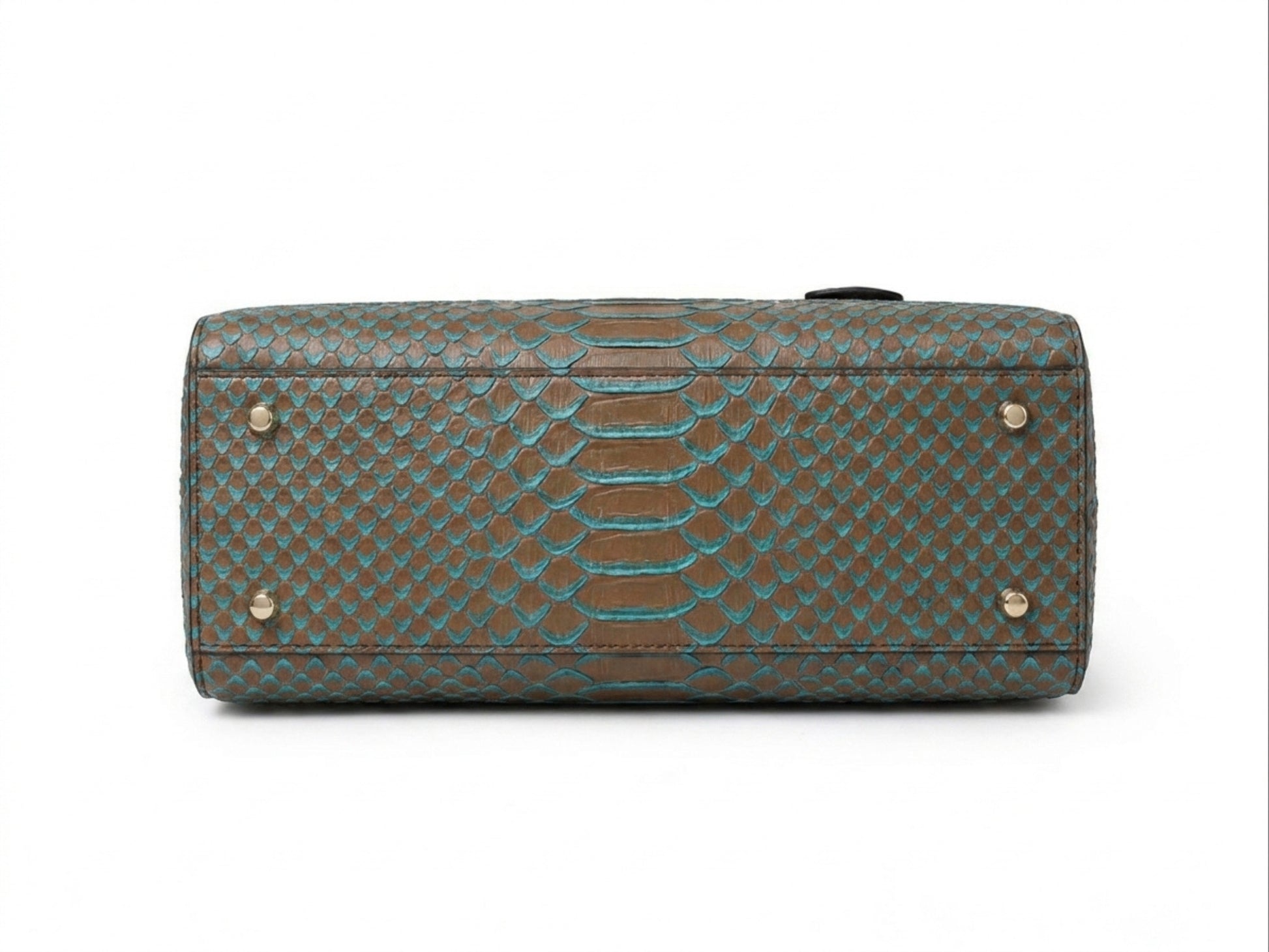 Brown Python Snakeskin Tote Satchel