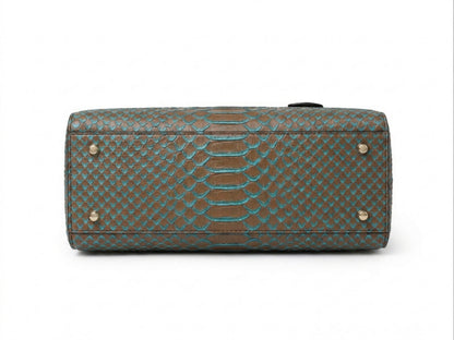 Brown Python Snakeskin Tote Satchel