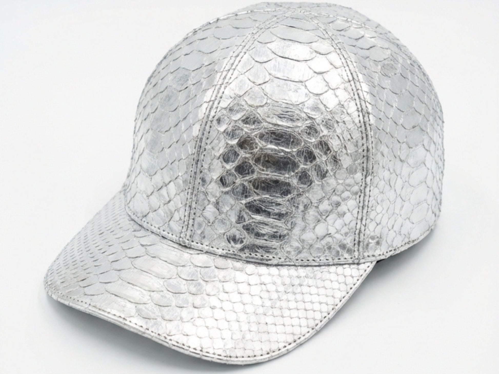 Metallic Silver & Gold Genuine Python Snakeskin Hat