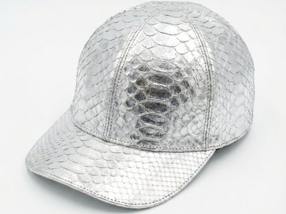 Metallic Silver & Gold Genuine Python Snakeskin Hat