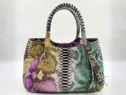 Luxury Multicolor Python Snakeskin Women Tote