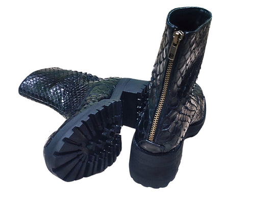Fashion Snakeskin Leather Boots
