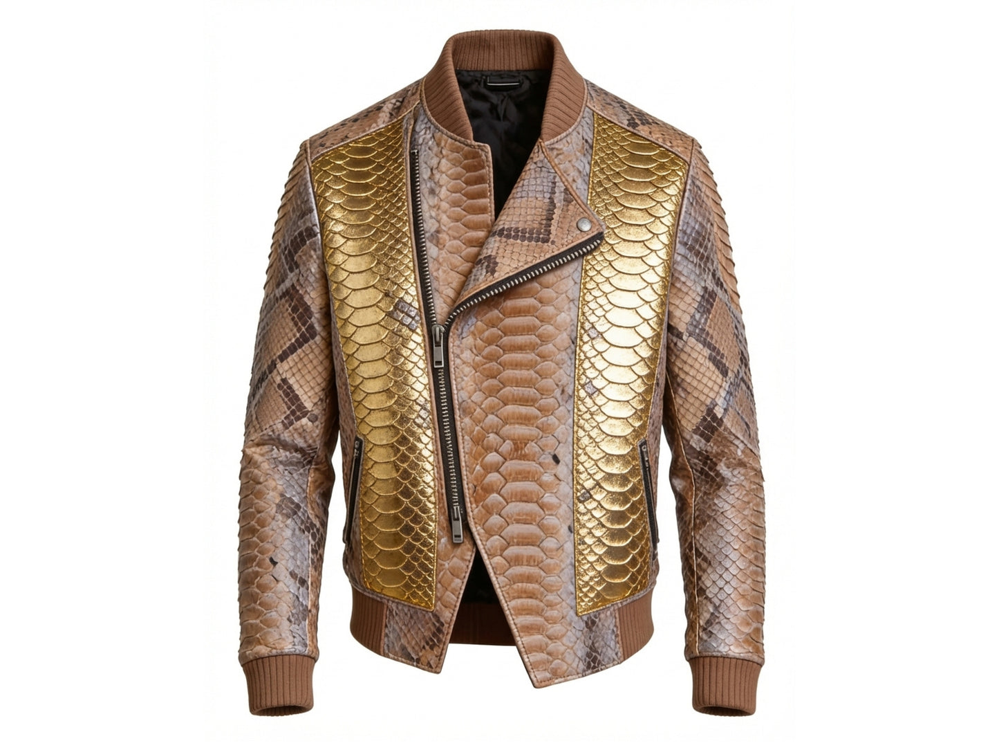 Gold Python Snakeskin Biker Jacket