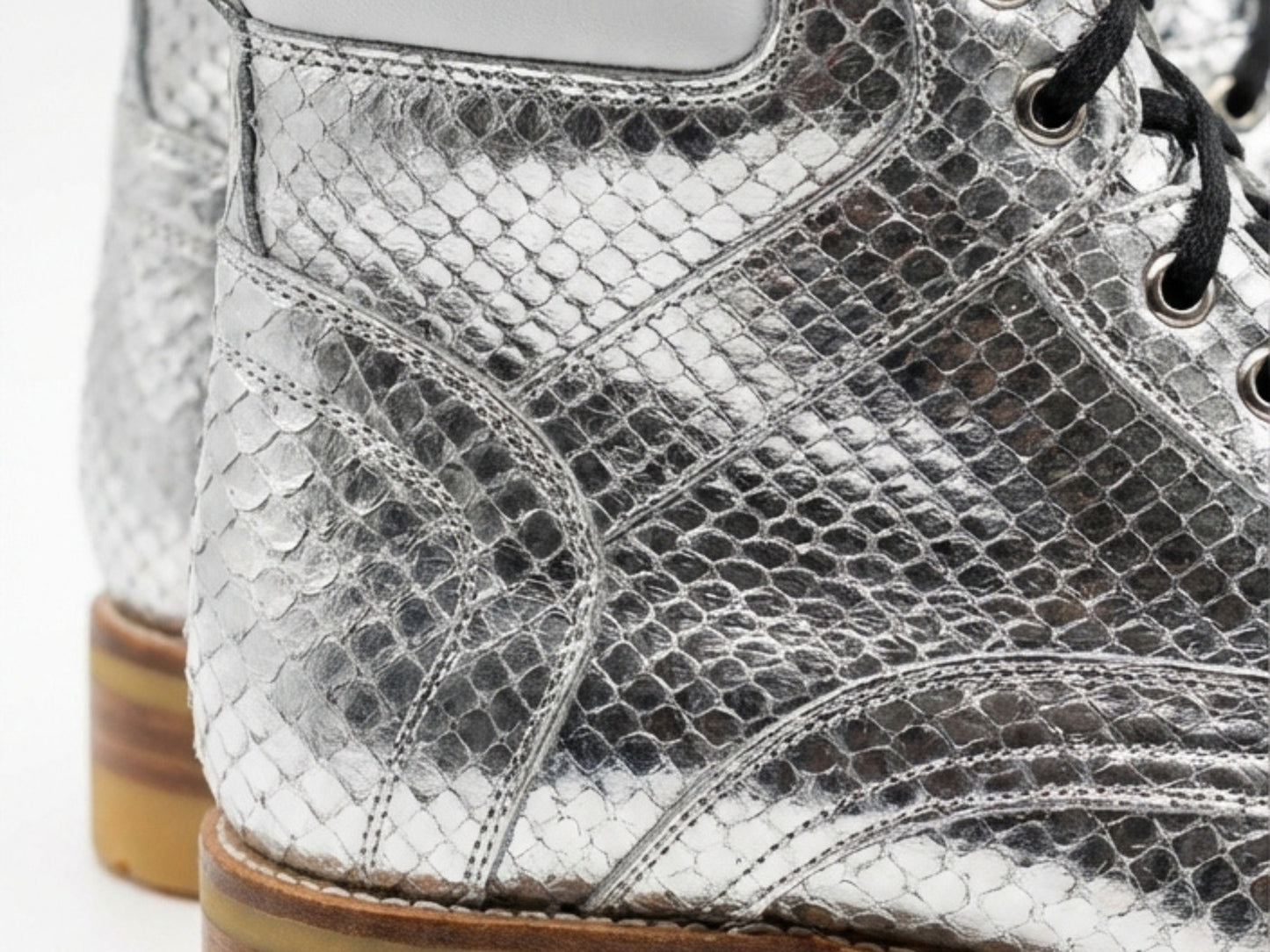 Genuine Python Snakeskin Boots | Metallic Silver & Gold Exotic Leather Footwear