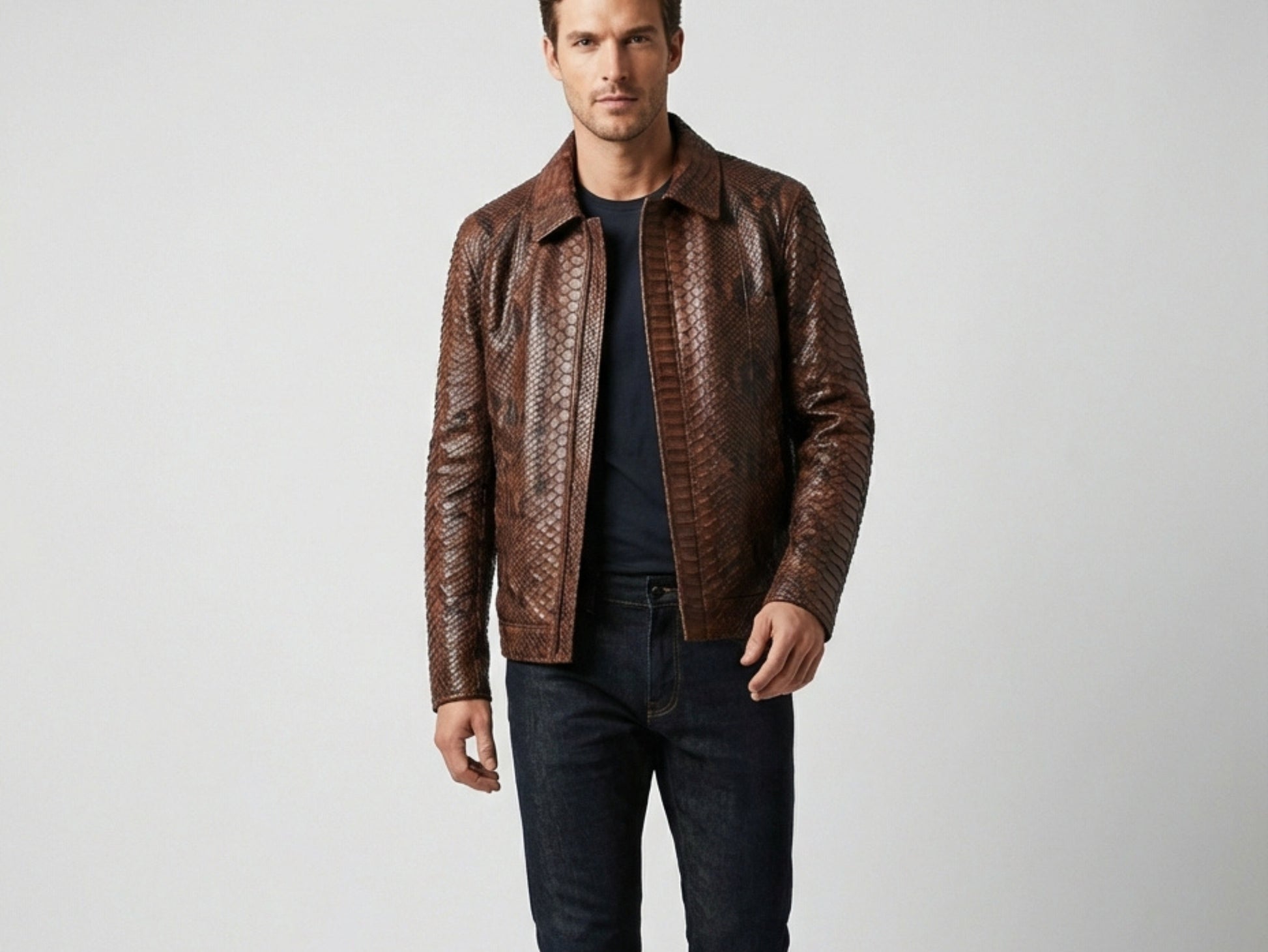 Brown Exotic Python Snakeskin Jacket