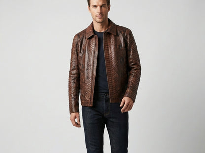 Brown Exotic Python Snakeskin Jacket