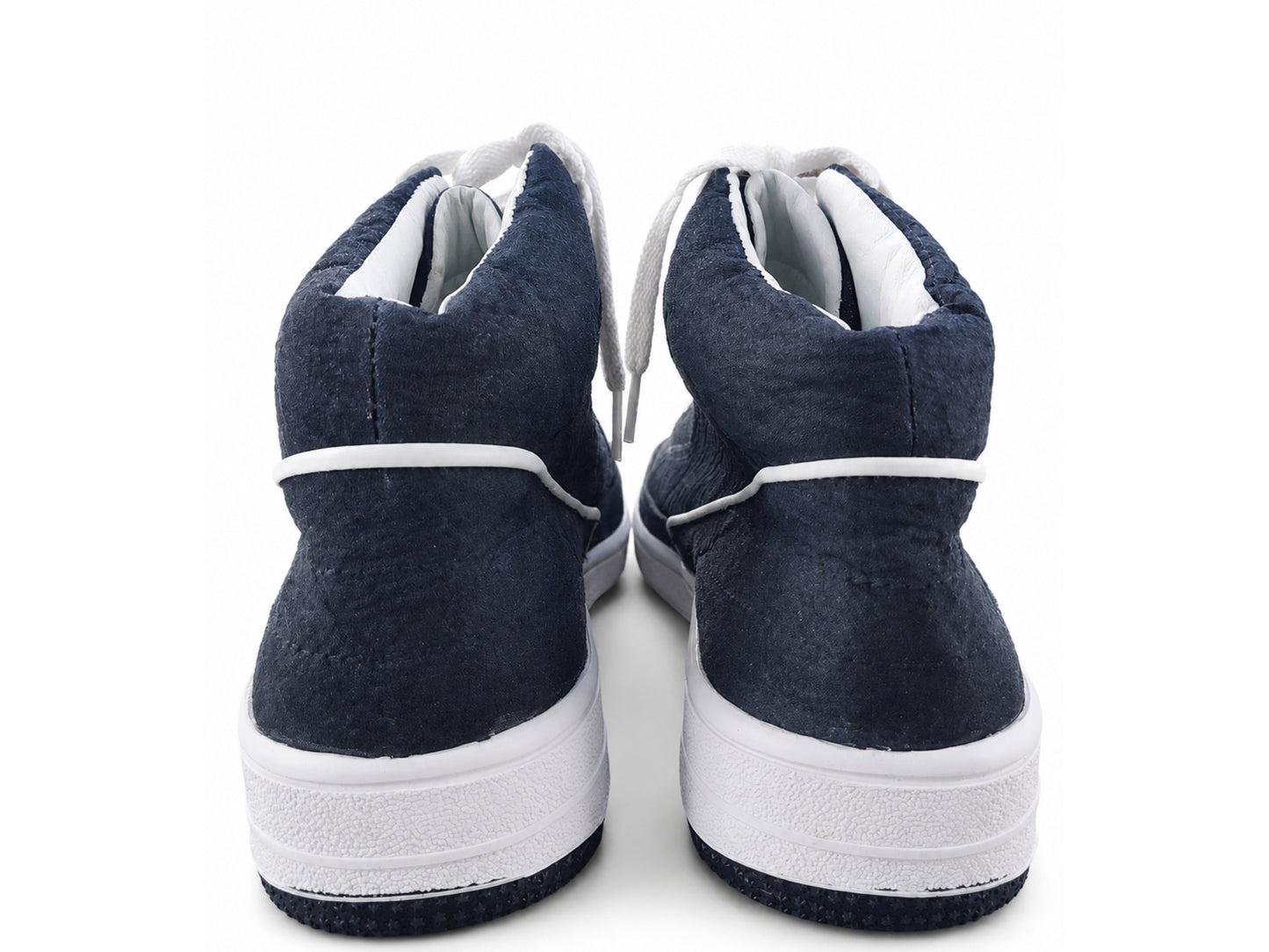 Black Shark Skin Leather High-Top Sneakers