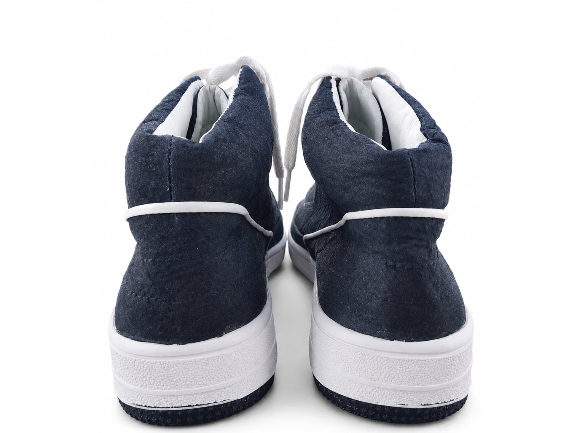 Black Shark Skin Leather High-Top Sneakers