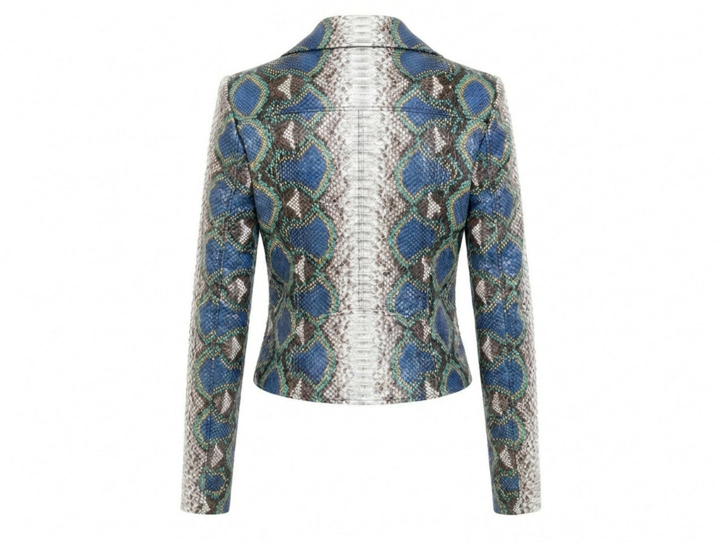 Majestic Blue Python Snakeskin Leather Jacket