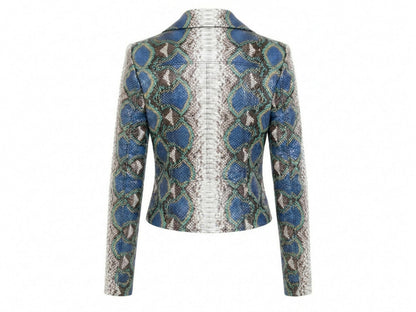 Majestic Blue Python Snakeskin Leather Jacket