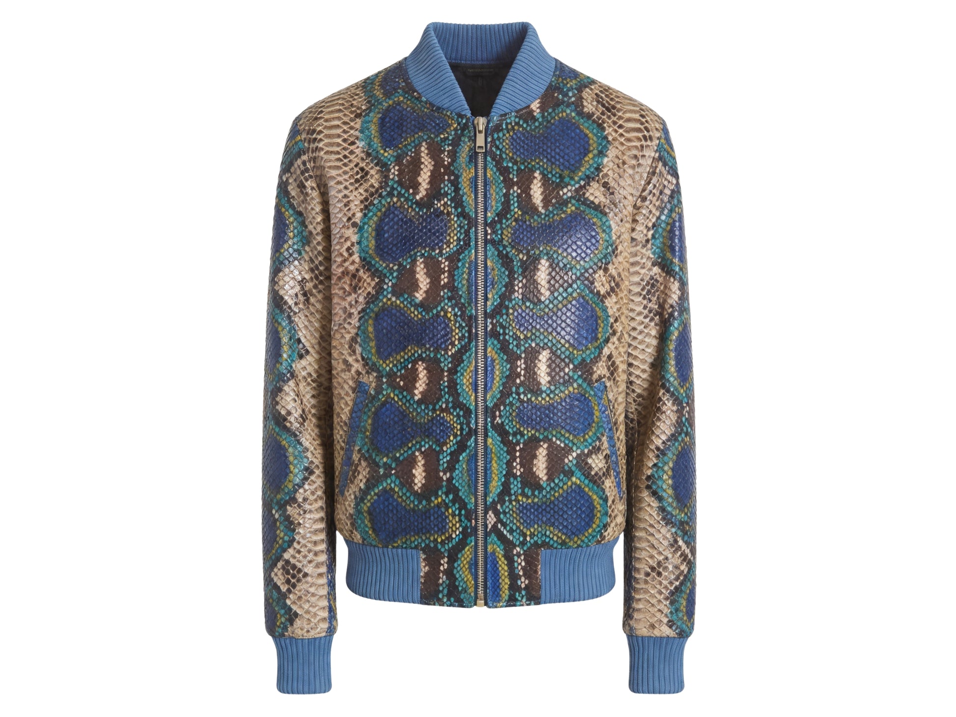 Multi Color Python Snakeskin Bomber Jacket