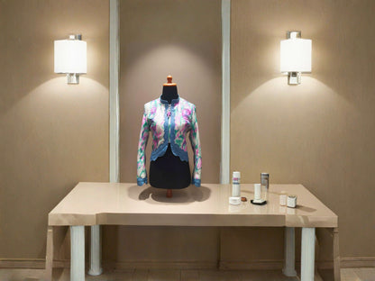 Tie Dye Python Snakeskin Leather Jacket: Genuine Exotic Leather Cropped Blazer with Blue Trim