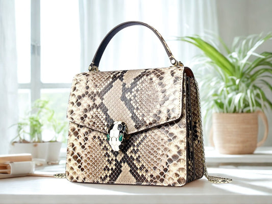 Python Handbag Chain Strap - gray color