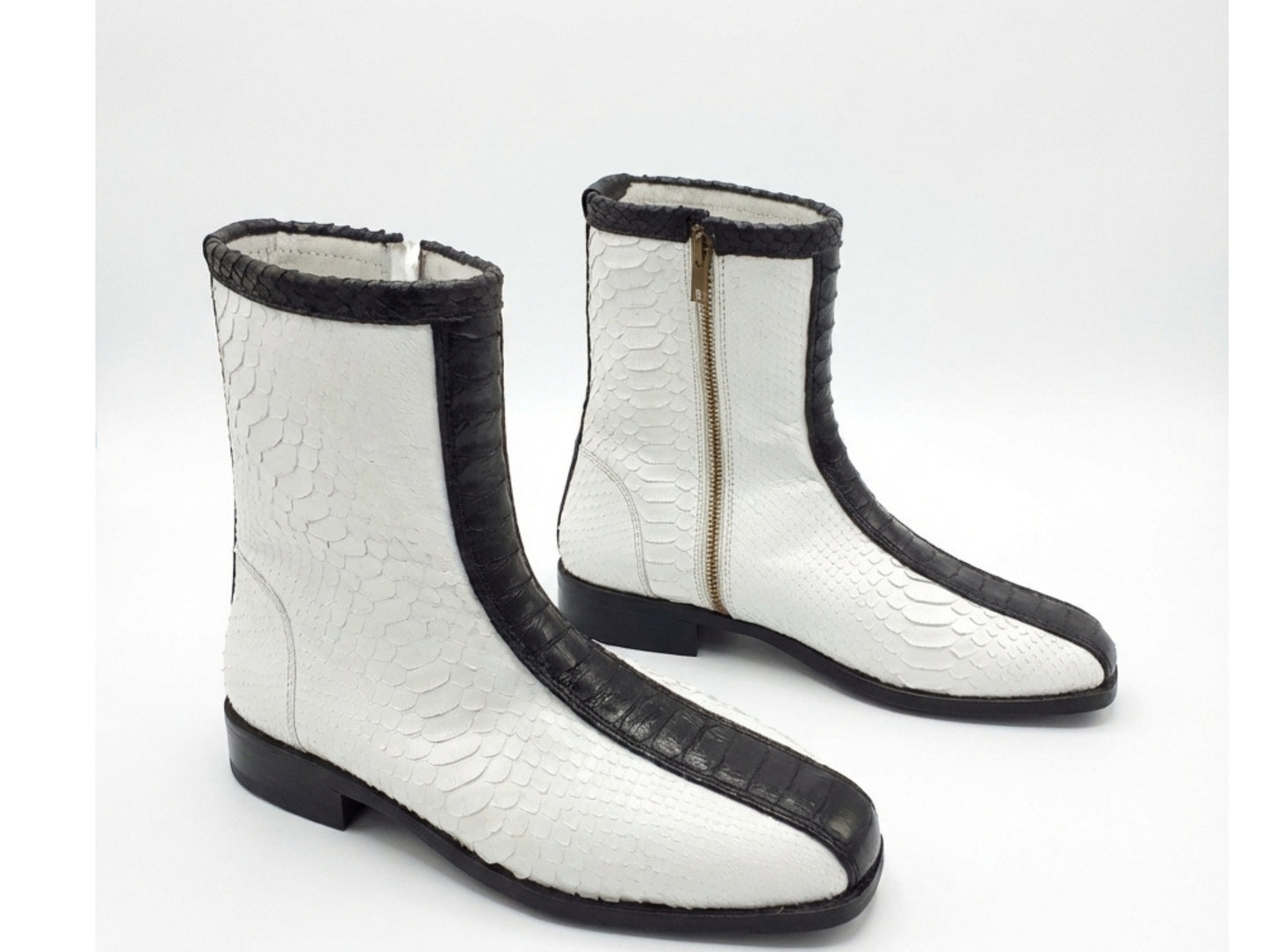 White Python Snakeskin Ankle Boots