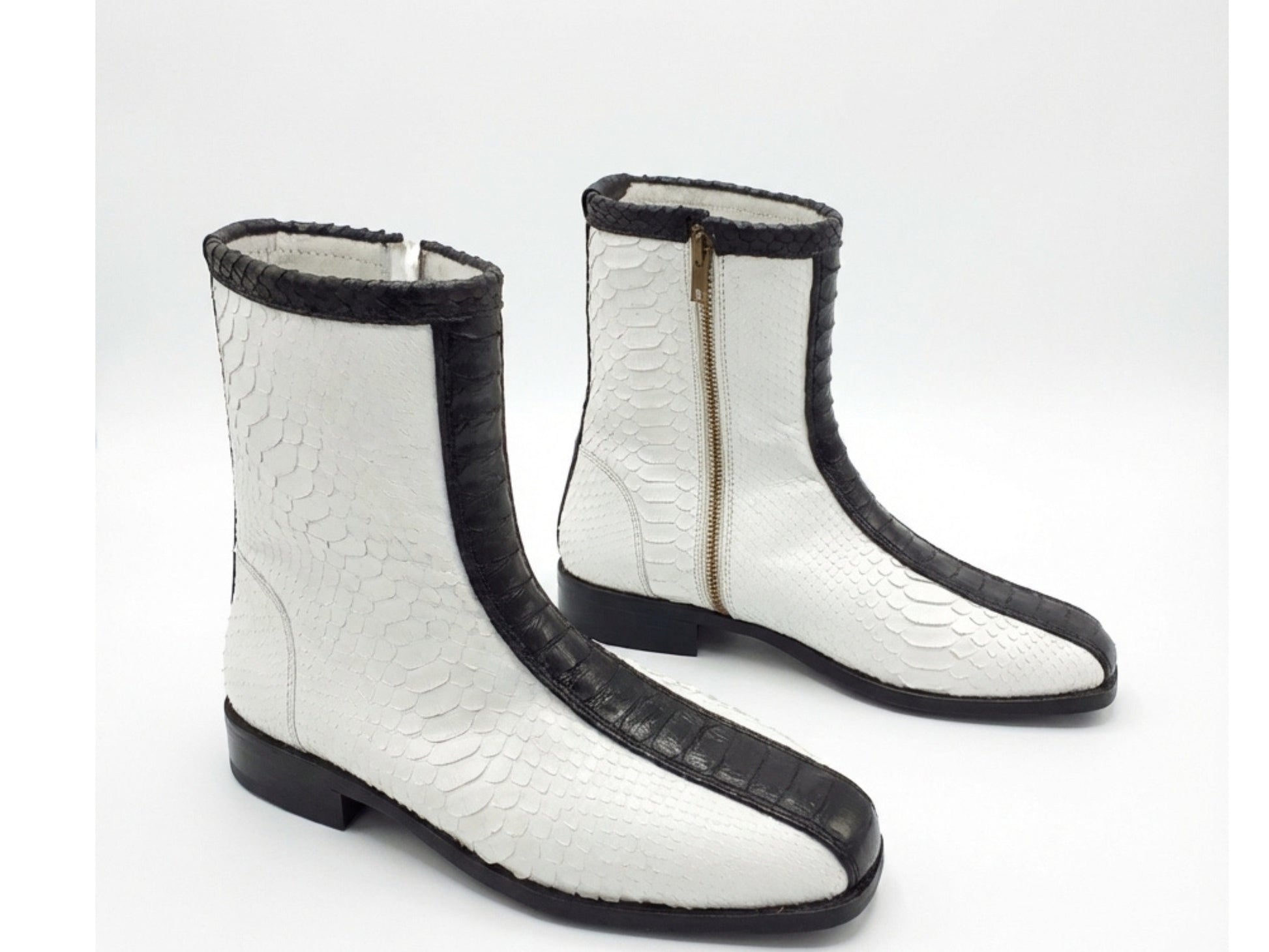 White Python Snakeskin Ankle Boots
