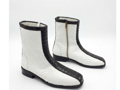 White Python Snakeskin Ankle Boots