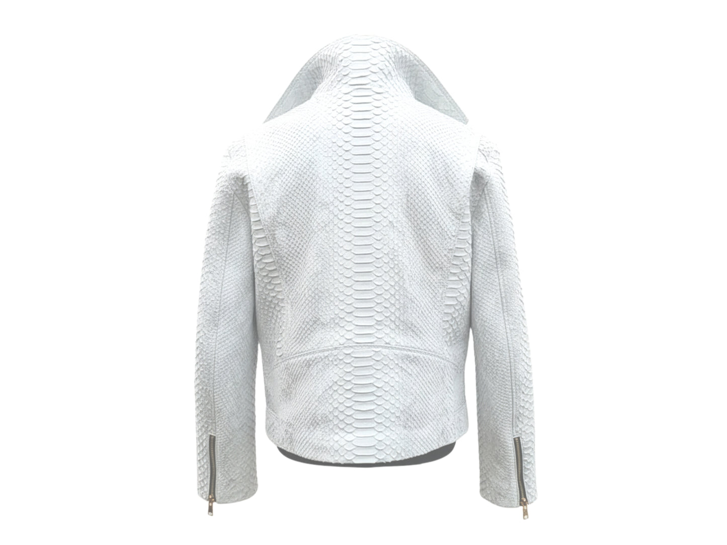 White Python Snakeskin Biker Jacket: Genuine Exotic Leather
