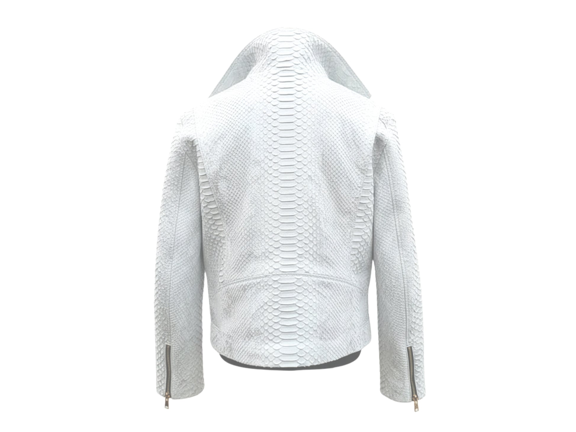 White Python Snakeskin Biker Jacket: Genuine Exotic Leather