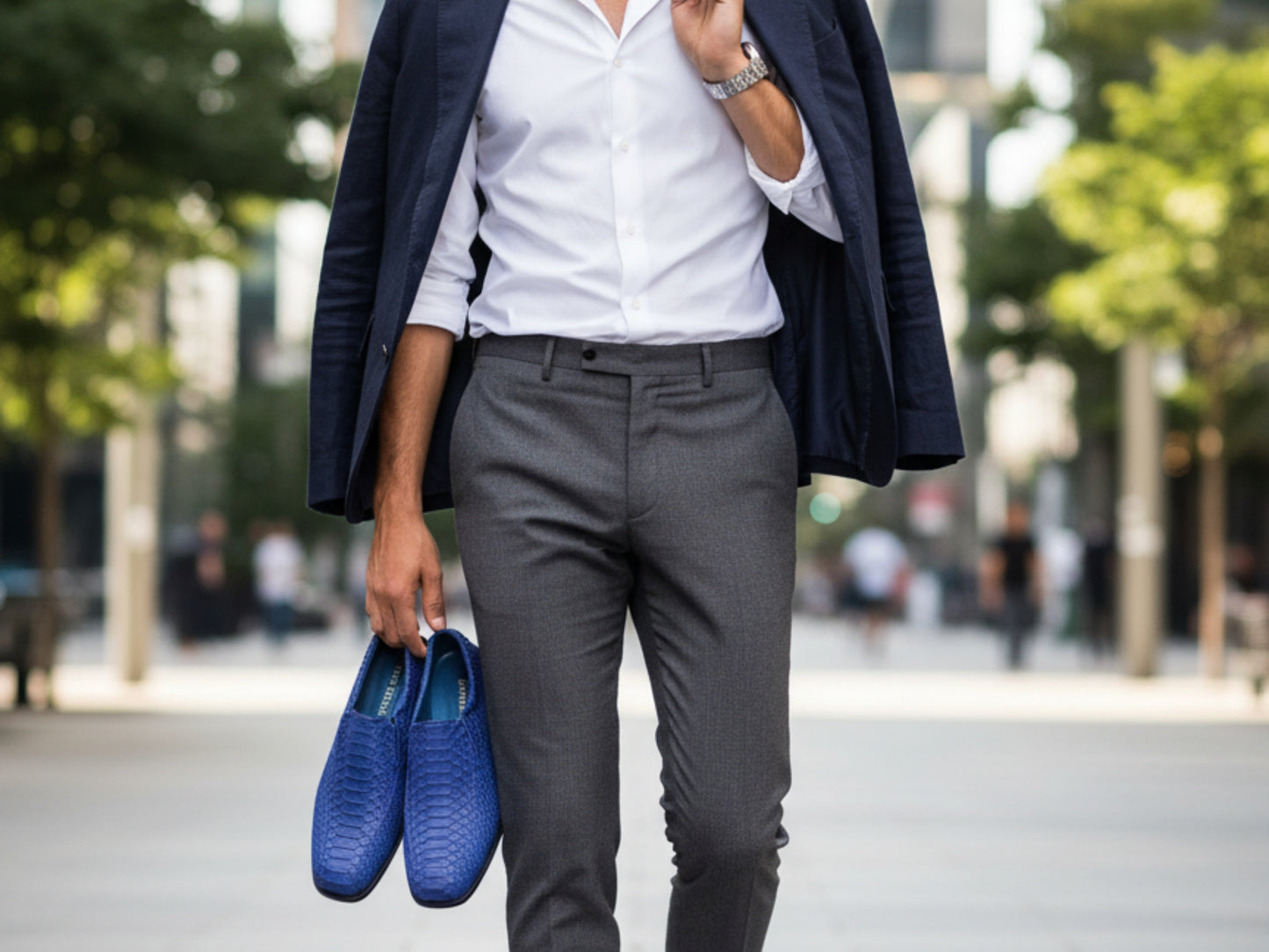 Blue Python Snakeskin Oxford Shoes: Handmade Exotic Leather Dress Shoes for Men