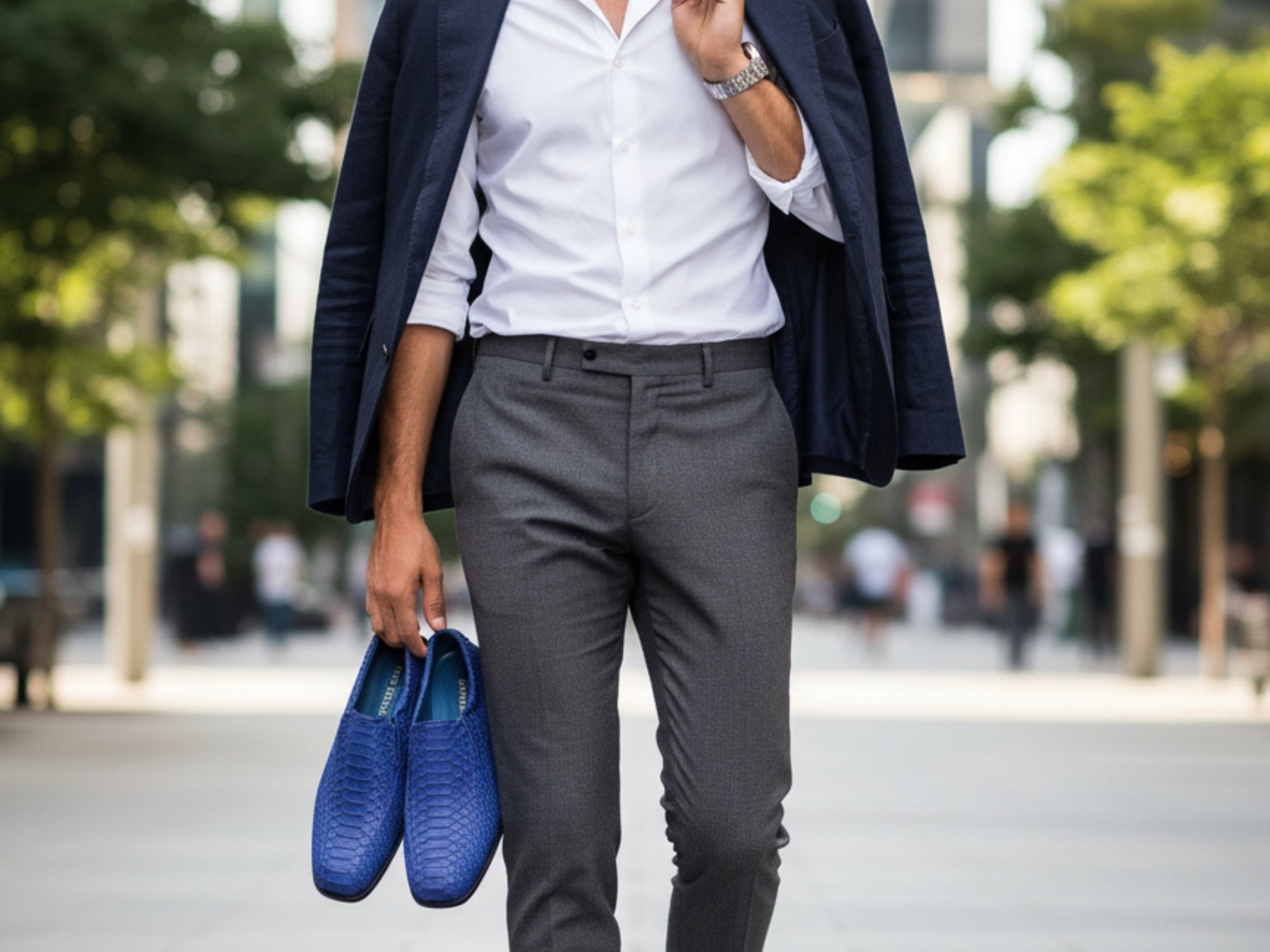 Blue Python Snakeskin Oxford Shoes: Handmade Exotic Leather Dress Shoes for Men