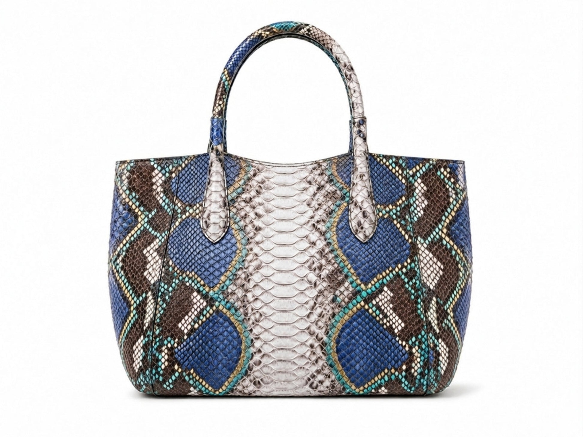 Majestic Blue Python Snakeskin Tote Leather Bag