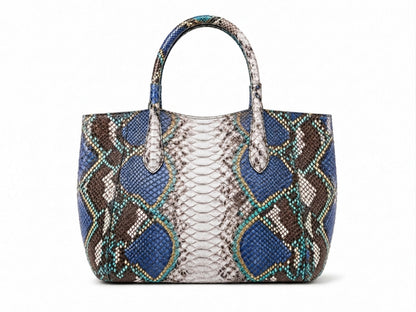 Majestic Blue Python Snakeskin Tote Leather Bag